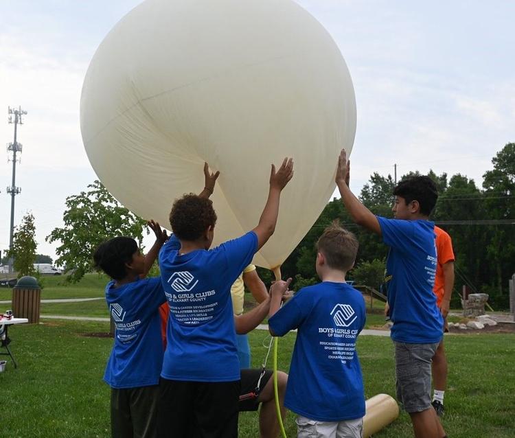 Students launching a weather baloon