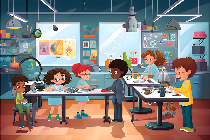 Students working on project